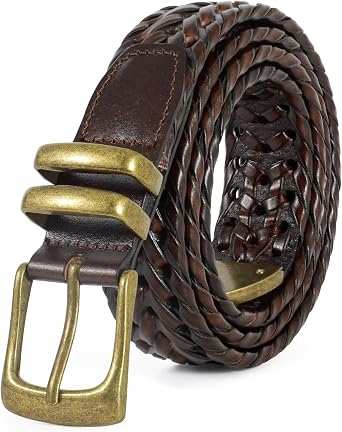 BELTROAD Braided Leather Belt for Men Casual Jeans Golf, Mens Leather Woven Alloy Buckle Hand Braided Belts Gift for Men