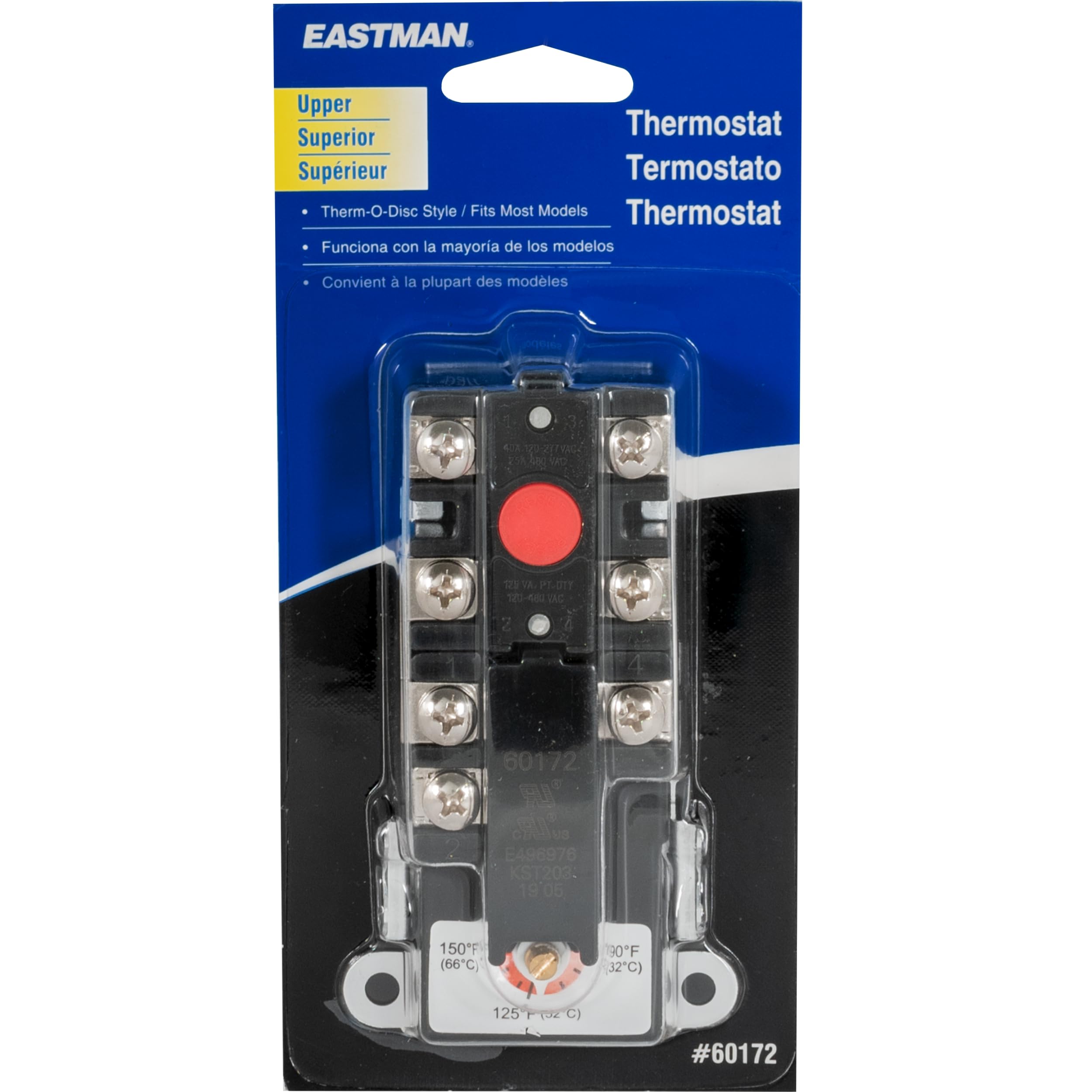 Eastman 60172N Double Throw Upper Element Thermostat for Water Heaters, Black
