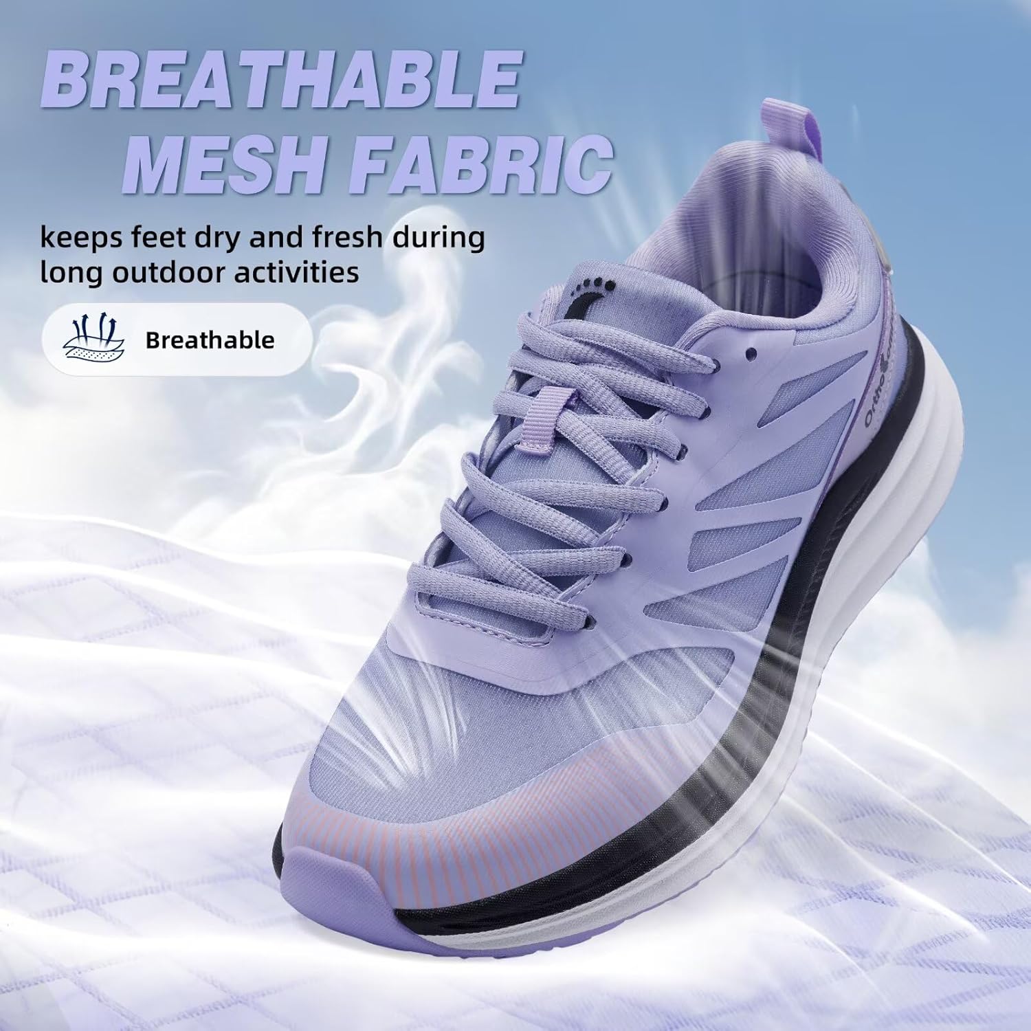 Women's Orthopedic Road Running Shoes: Comfortable Arch Supports Plantar Fasciitis Orthotic Sports Athletic Sneakers, Casual Flat Feet High Arch Tennis Work Walking Shoes for Foot Heel and Pain Relief - Image 3