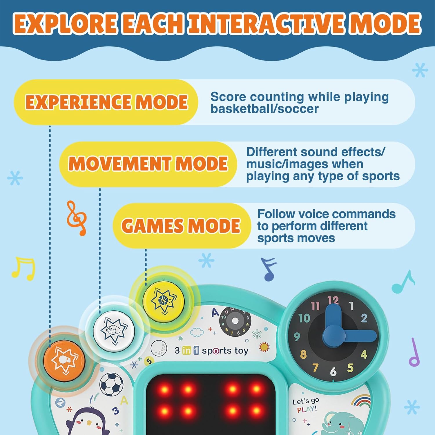 Toddler Sports Toys, 3-in-1 Toddler Basketball Hoop Soccer Golf Activity Center, Basketball Hoop for Kids 1-3,1 2 3 Year Old Boys Girls Toy, Montessori Toys for Toddlers & Baby