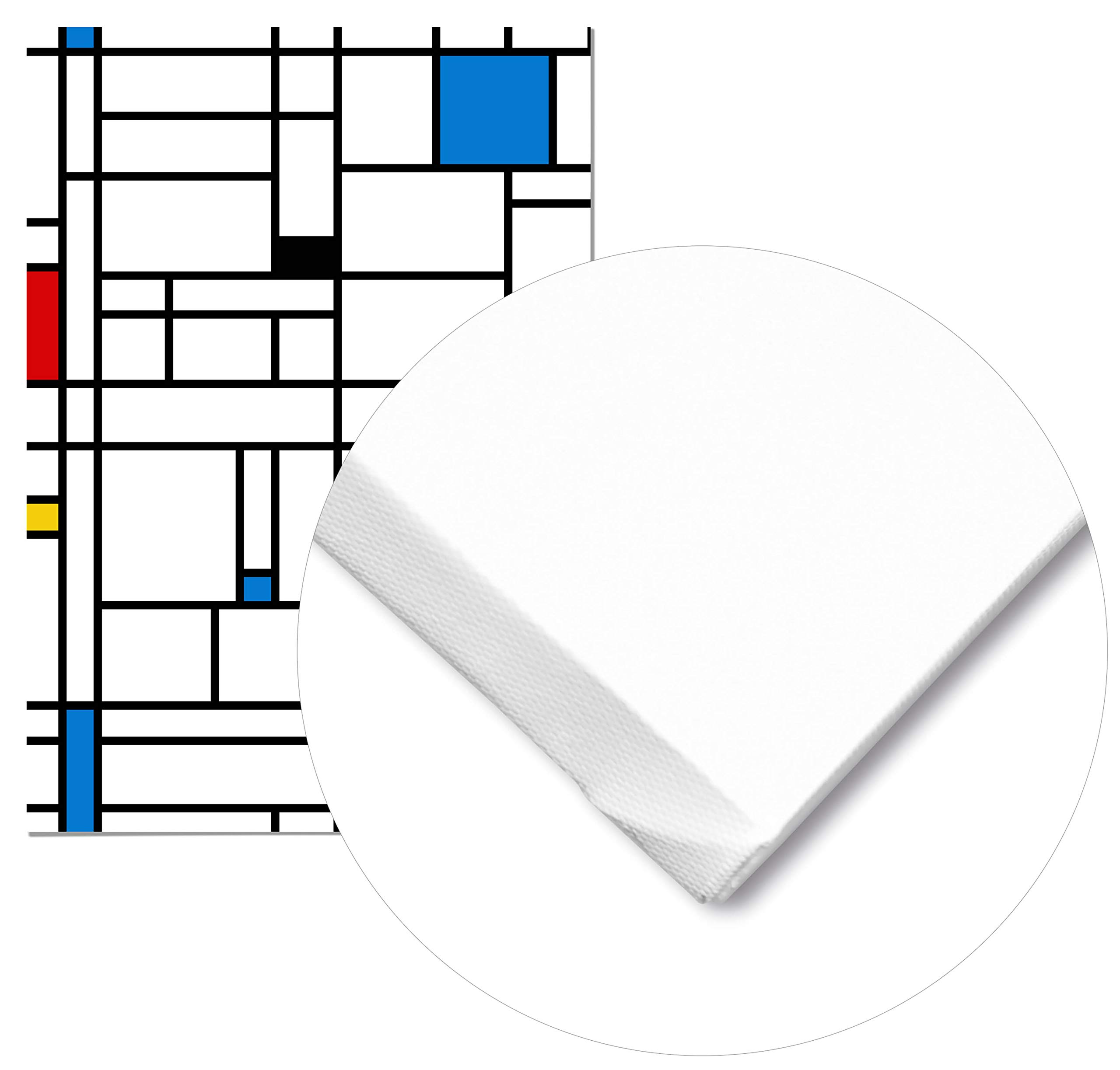 Panorama Quadro su Tela Canvas Piet Mondrian 70x100cm - Telaio in Legno Incluso - Decorazione Murale