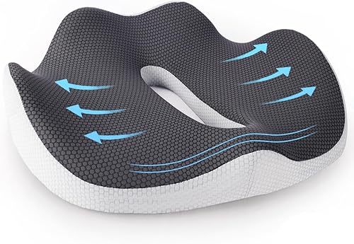 Dermoer Cojín de asiento para sillas de oficina, escritorio, hogar y automóvil, cómodo, apoyo, antideslizante, almohadilla de espuma viscoelástica