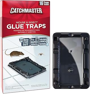 Catchmaster-16 Mouse & Insect Glue Traps, Heavy-Duty Pesticide-Free Sticky Mouse Traps Indoor for Home, Used by The PROs, Adhesive Rodent & Bug Catcher, Pest Control for House & Garage