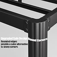 Vista 5 de Hunlostten 14in High King Bed Frame No Box Spring Needed, Heavy Duty King Platform Bed Frame with Round Corners, Easy Assembly, Noise Free, Black