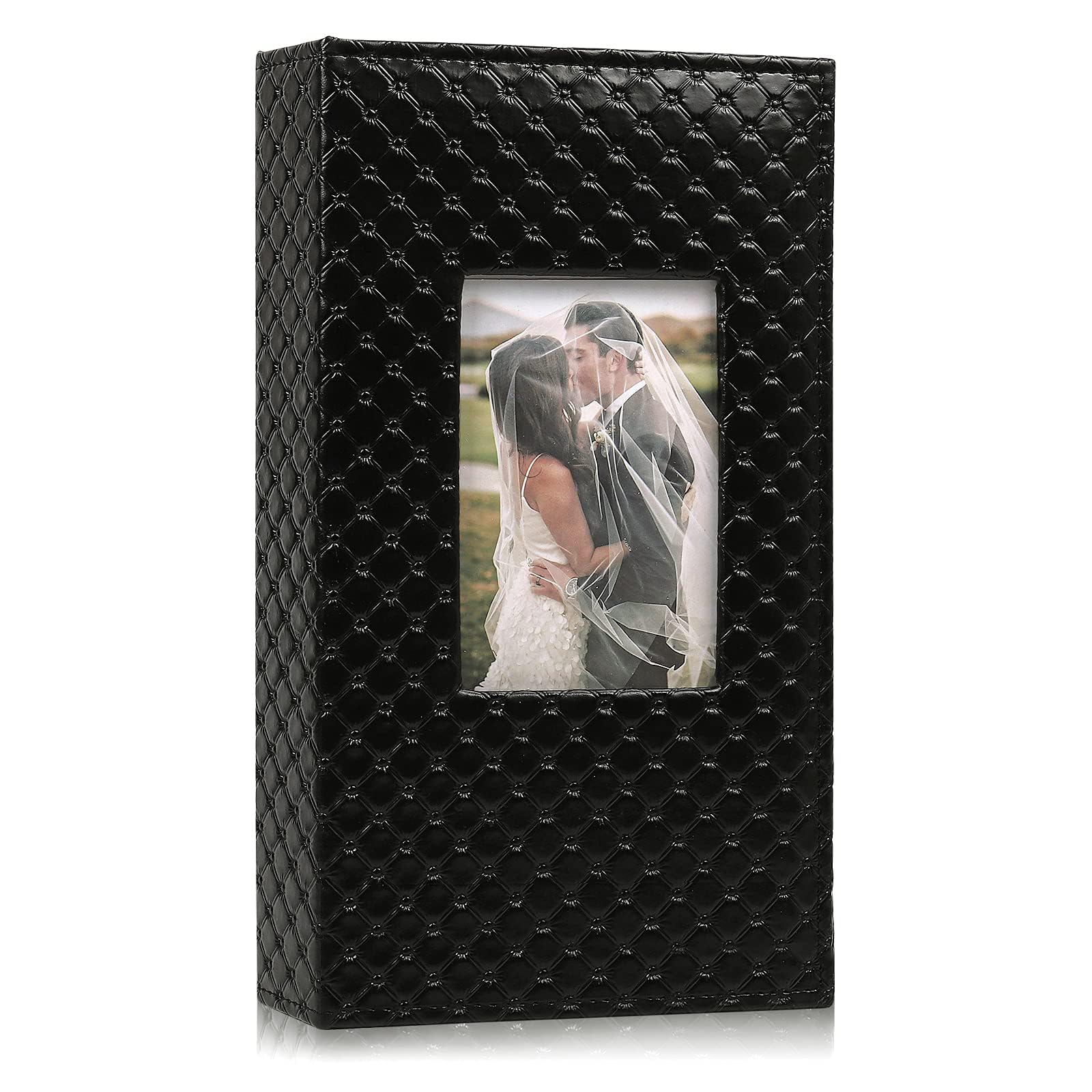 RECUTMS Photo Albums for 4x6 Photos Holds 300, 3 Per Pages Photo Picture Album PU Leather Button Grain Cover, Horizontal Photos Record Family Wedding Anniversary Baby Holiday Travel Album Black