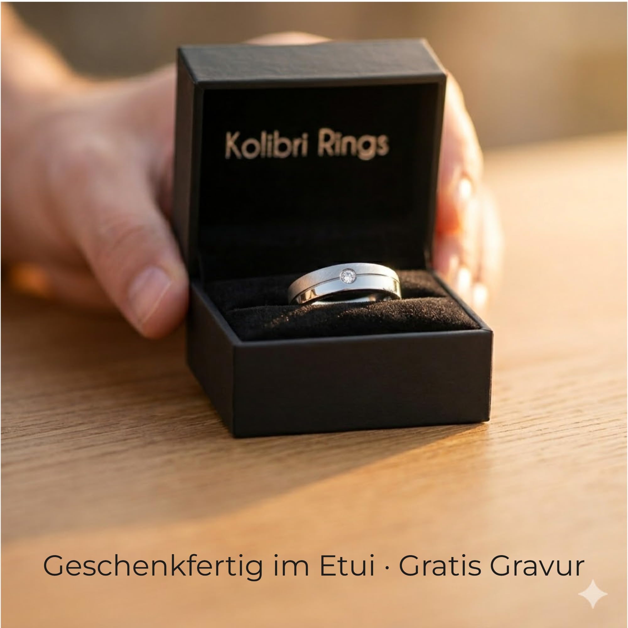 Kolibri Rings Damenring Zirkonia 925 Sterling Silber - Made in Germany - Schrägmatt/Poliert - Inkl. Gravur und Etui - Ehering Verlobungsring