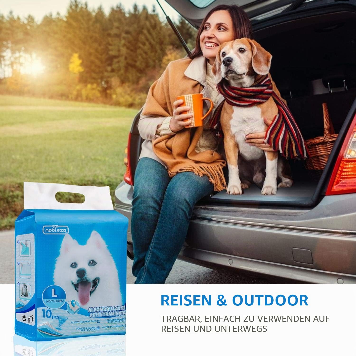 Nobleza -100 x Ultra saugfähige Hunde Trainingsunterlagen Welpenunterlage Welpen Toilettenmatte, 90 * 60cm, Packung mit 100 Stück