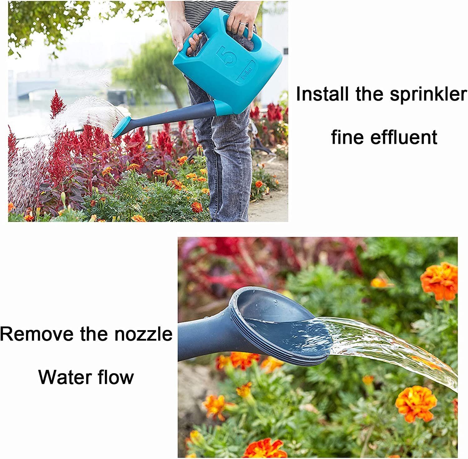 Kunststoff-Gießkanne für Zimmerpflanzen, große Gießkanne mit abnehmbarem, langem Ausguss, Gießkanne für Zimmerpflanzen, Gartenblumen