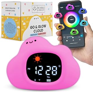 Kids Sleep Trainer with App Control - OK to Wake Clock for Kids Ages 4+, Color-Changing Night Light, Alarm & Sound Machine, Simple 1-Routine Setup, Free App, USB-C