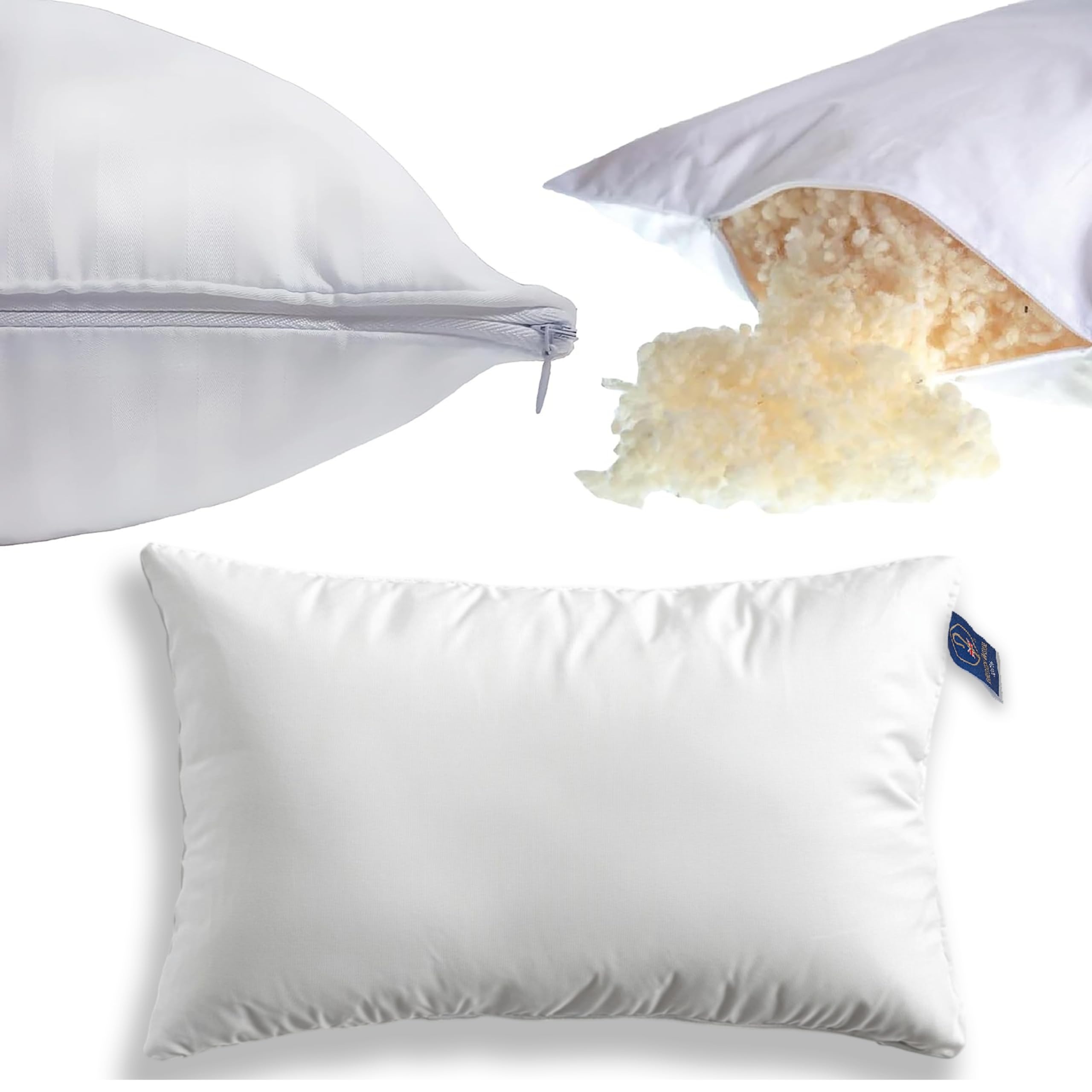 Lister Cartwright Wool Pillow Premium Quality Adjustable Firmness 100% Cotton Cover British Yorkshire Wool Natural Supportive British Regulates Body Temperature Standard UK Size Well sleep