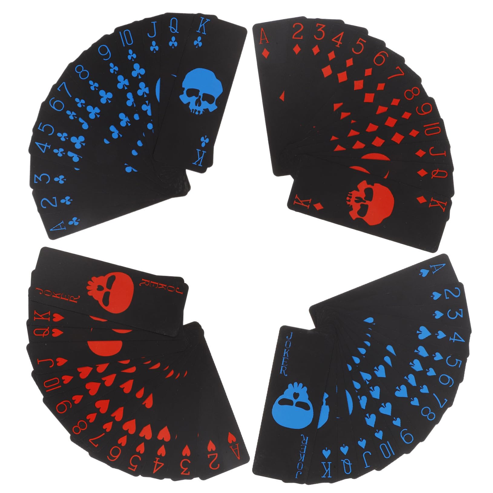 Yardwe Jeu de Cartes Poker Motif Crâne Solide et Créatif Imperméable en PVC Noir pour et Divertissements Adultes