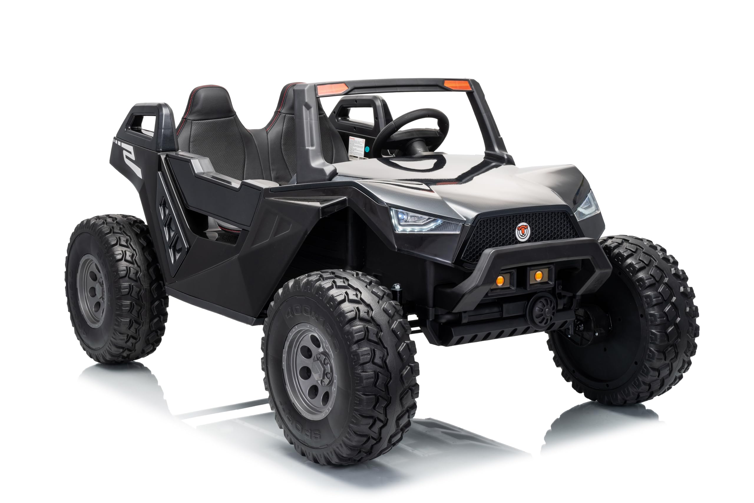 FINOOS Auto elettrica per bambini Clash 24 V, auto per bambini a 2 posti, con telecomando 2,4 GHz, 2-7 anni (nero)