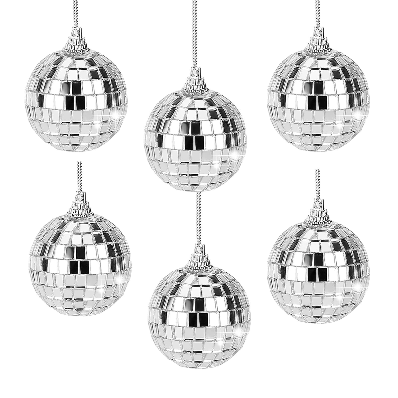 Petites Boules à Facettes 6 Pièces - Boule Disco Miroir 5cm Mini Argent pour Disco Fever Années Bar Fête Sapin De Noël