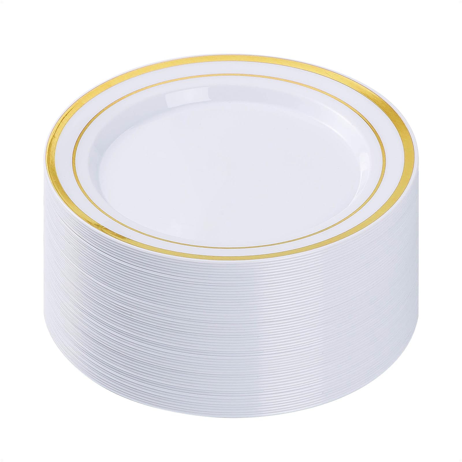 Photo 1 of BESTVIP 50 Pcs Gold Plastic Plates, 10.25 Inch
