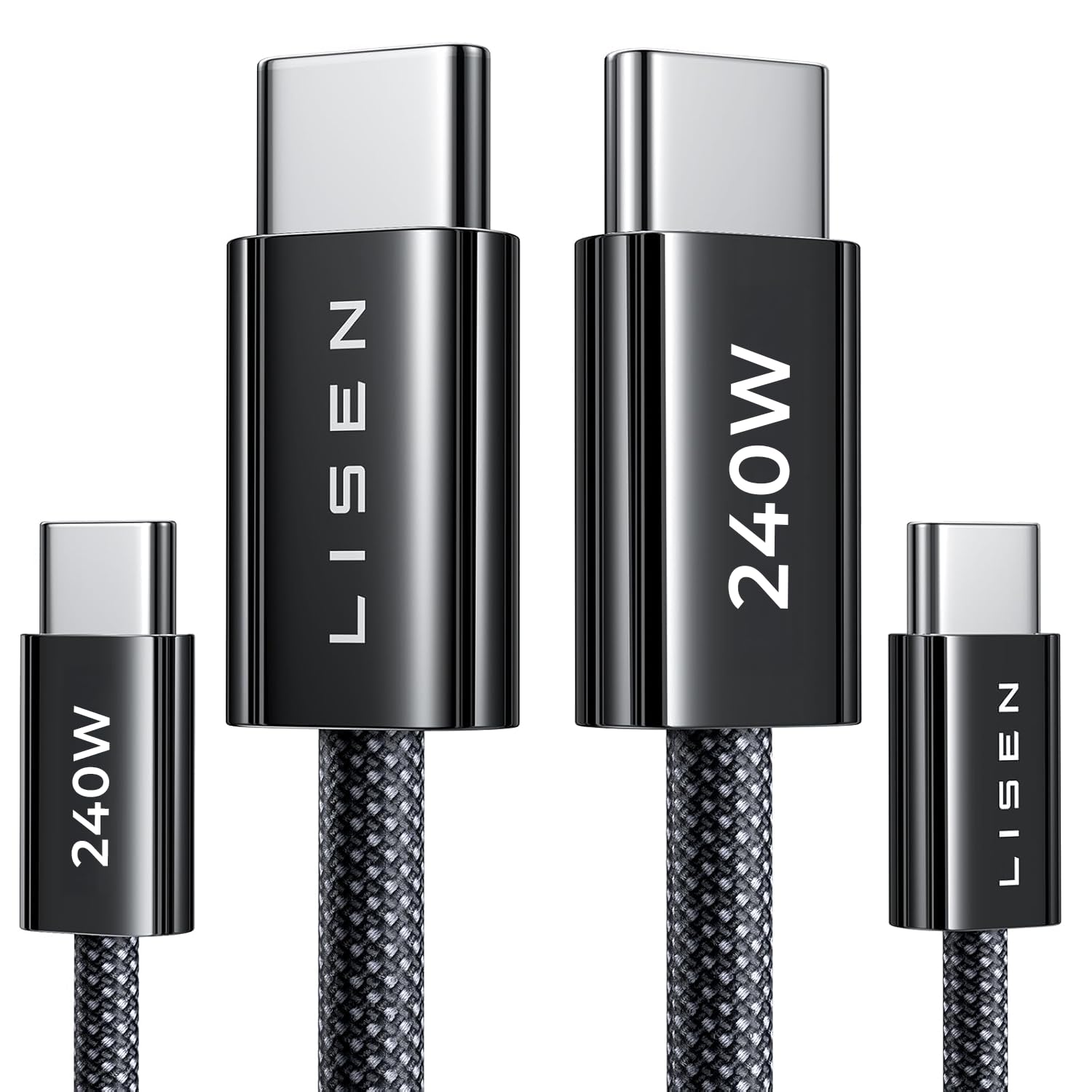 LISEN 240W USB C to USB C Cable [2-Pack 2m] USB C Charger Cable, Nylon Type C Charger Cable Fast Charging for iPhone 17 16 15 Pro Max, MacBook Pro/Air, iPad Pro, Samsung Galaxy S25 S24, Switch 2 — view 14
