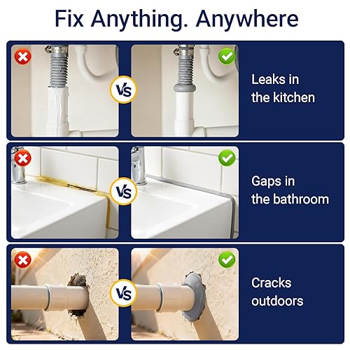 Miniatura 4 de Leopong Masilla de silicona impermeable moldeable para paredes de baño y huecos de tuberías, sellador de reparación reutilizable y flexible (gris)