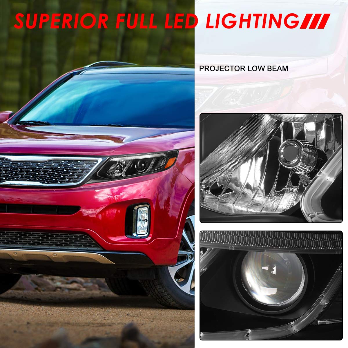 Amazon | Auto Dynasty 3D LED DRLバー ブラック ハウジング アンバー