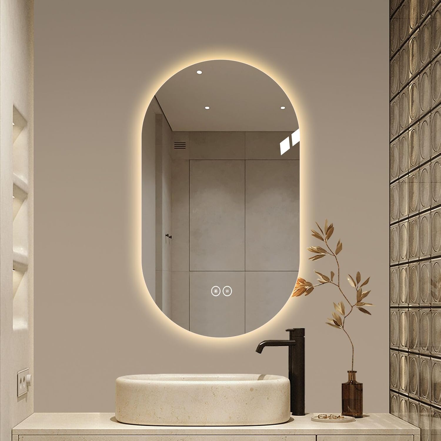 LED Bathroom Mirror with Dimmable Lighting, 24V LED Strip