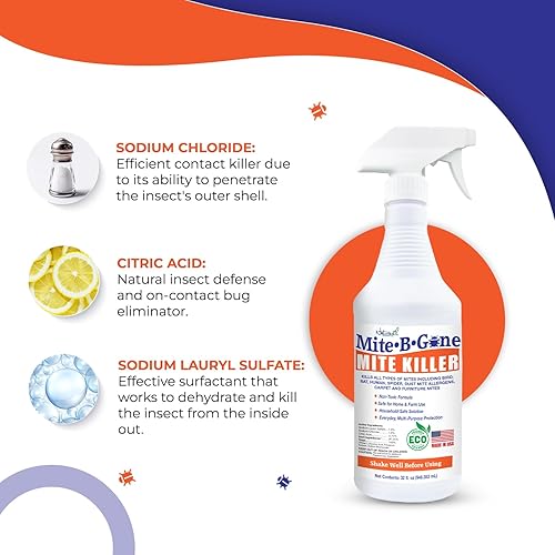 Miniatura 5 de Mite-B-Gone - Tratamiento a base de plantas para humanos, polvo, pollo, pájaros, alfombras y ratas en hogares, muebles y ropa de cama, seguro para