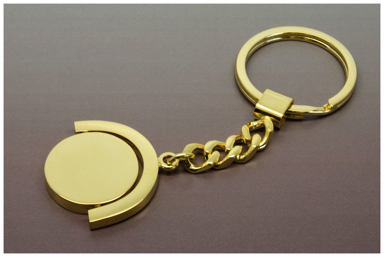 Personalised Engraved Gold Plated Solid Brass Spinner Keyring - Enter Your Own Custom Text
