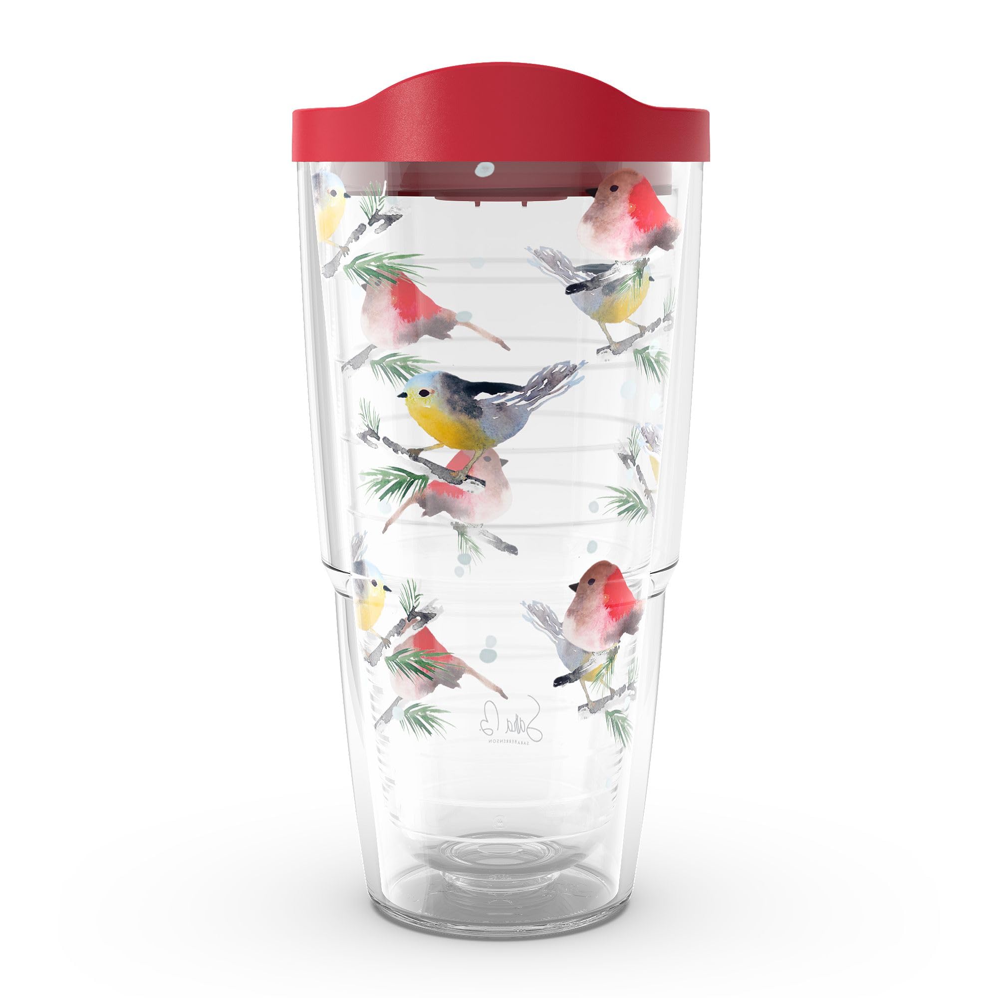 Tervis Made in USA Sara B Chickadee Holiday Bicchiere termico a doppia parete mantiene le bevande fredde e calde, 680,4 g, classico