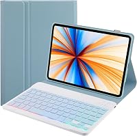 SUEEWE Billentyűzetes Tok Xiaomi Pad 6s Pro 12.4" Tablethez - TPU Hátlap, 7 Színű Háttérvilágítás, Levehető QWERTZ Billentyűzet, Kék 1