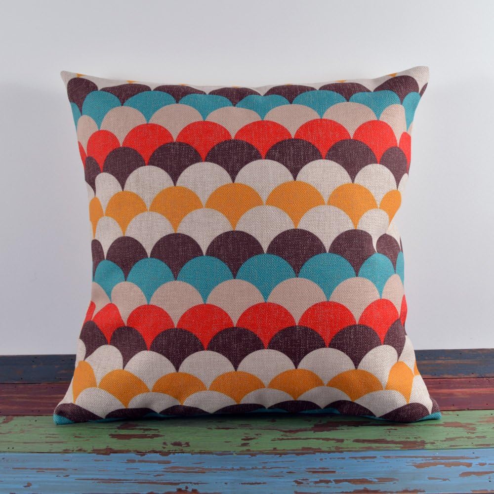 LINKWELL 45cmx45cm Colorful Sea Wave Brown Red Blue Linen Pillow Case Cushion Covers