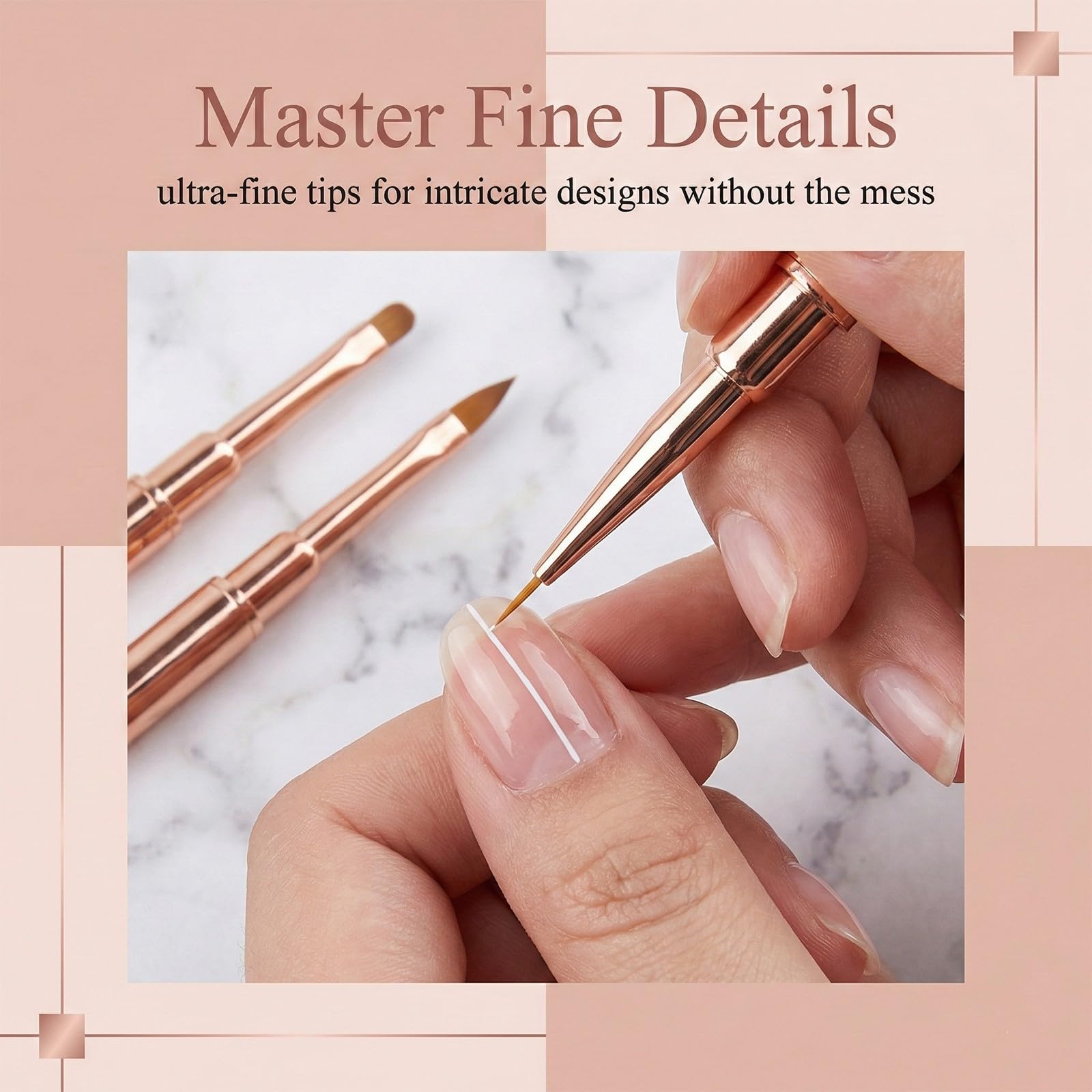 Pennelli Unghie,3 Pezzi Pennelli per Unghie,con Pennello Sottile, Accessori per Unghies con Manico Diamantato, per Smalto in Gel, Manicure da Salone, Fai da Te