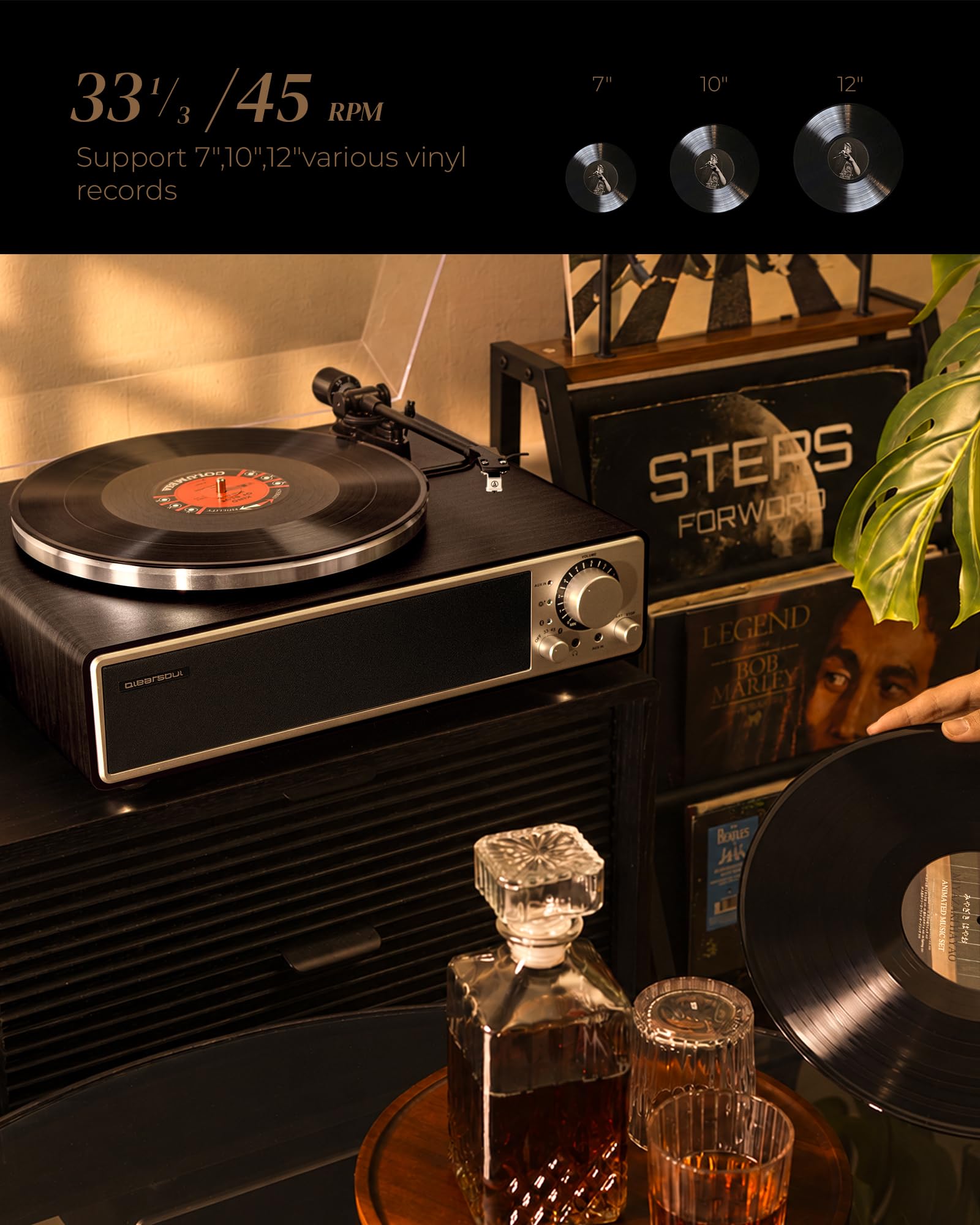 Amazon.com: QLEARSOUL ONE-Q All-in-one Vinyl Record Player (Black