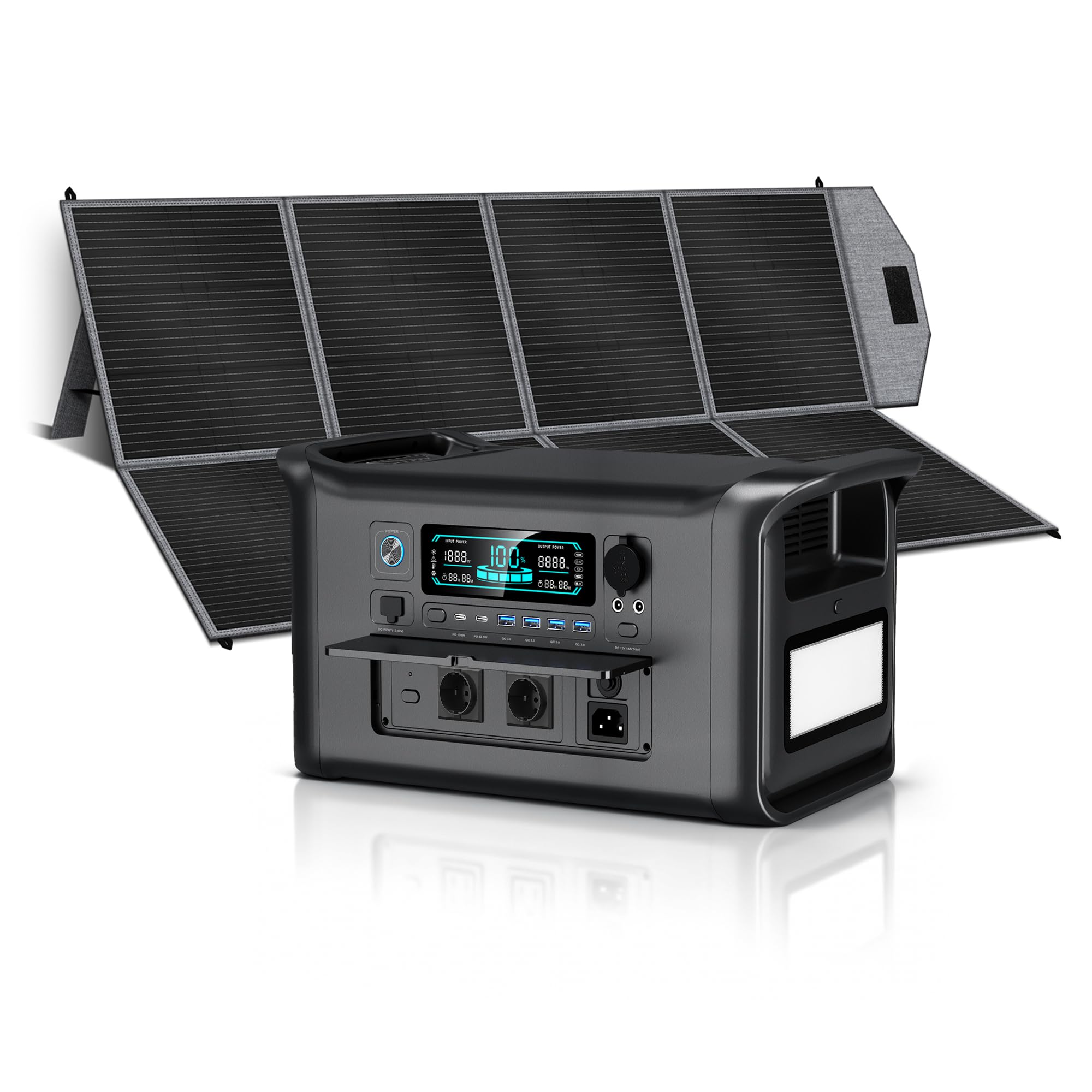 CTOLITY Generatore solare 1000 W, 1024 WH, stazione di alimentazione portatile con 1 pannello solare da 400 W, presa AC da 220 V, 1000 W, alimentazione mobile, 1 ora di ricarica rapida per campeggio