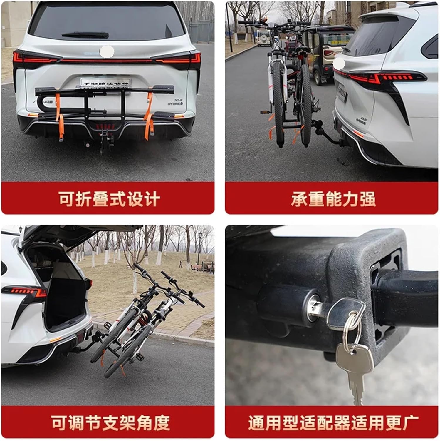 Custom Steel Hitch Mounting Bike SUV Car E-Bicycle Rack for 2 Bikes Tow Hitch Bike Rack Hooking Style(A)