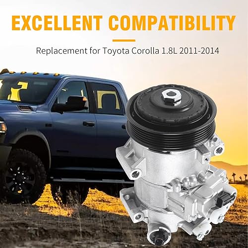 Miniatura 2 de Compresor de aire acondicionado de CA del AC con reemplazo del embrague para Toyota Corolla 2011-2014 1.8L 12v, 447260-3373 447280-9060