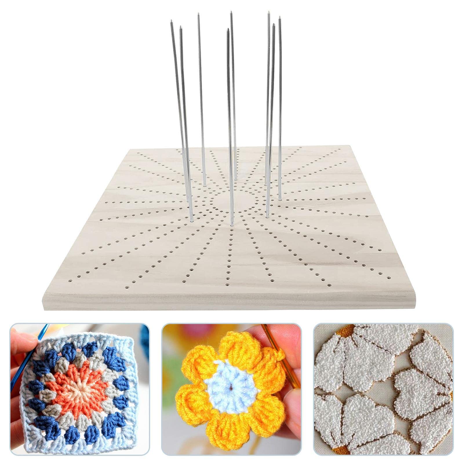 Lavagna Pieghevole Per Blocco Uncinetto Svartur 38cm - Set Completo Con Pioli E Custodia - Blocca Quadrati Della Nonna E Maglia - 3
