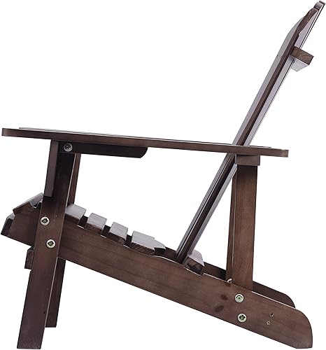 Miniatura 4 de Silla Adirondack de madera maciza para patio trasero, jardín, césped, porche, color marrón oscuro