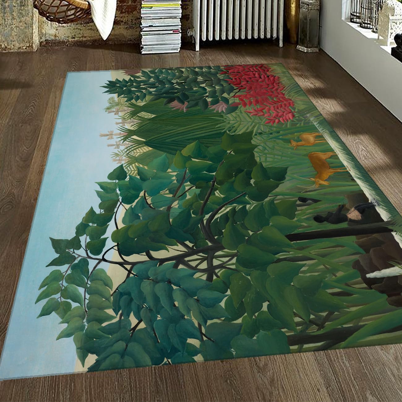 Grand tapis jungle vert 120x180cm pour un bureau à la maison apaisant
