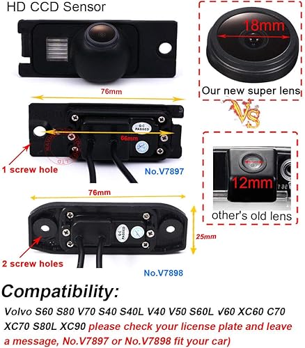 Miniatura 3 de Super HD cámara de vehículo 1280x720 píxeles 1000 líneas de TV coche vista trasera cámara de estacionamiento reversa para Volvo S80 S140 XC60 S40