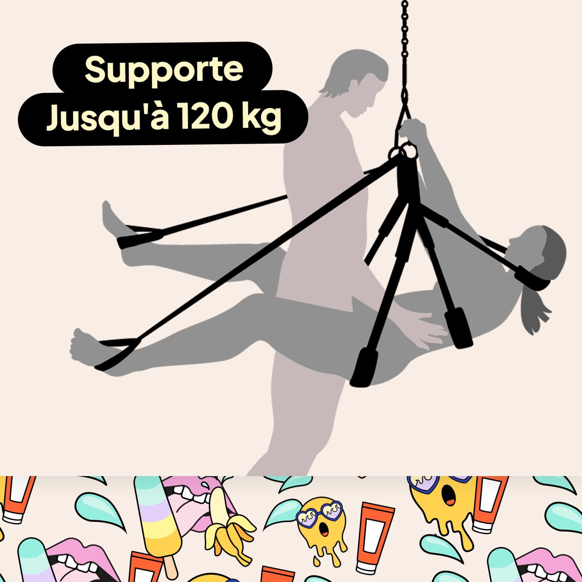 obaie Balançoire Sexuelle Adulte pour Couple Deluxe - Balancoire Sexuelle Suspendue Plafond - Meuble Sexuel et Accessoires Adulte pour BDSM - Balancoire de l'Amour Accessoires Sexualité Couple