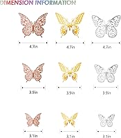 Vista 5 de SAOROPEB Decoración de pared de mariposa 3D, 72 piezas, 3 estilos, 3 tamaños, adhesivo metálico extraíble para decoración de pared, calcomanías