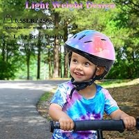 Vista 7 de Casco de bicicleta para niños de 3 a 8 años, casco ajustable para niños y niñas, casco ajustable con rodilleras, coderas, muñequeras