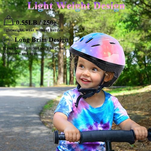 Miniatura 7 de Asslen Casco de bicicleta para niños de 3 a 8 años, casco ajustable para niños y niñas, casco ajustable con rodilleras, coderas, muñequeras, equipo