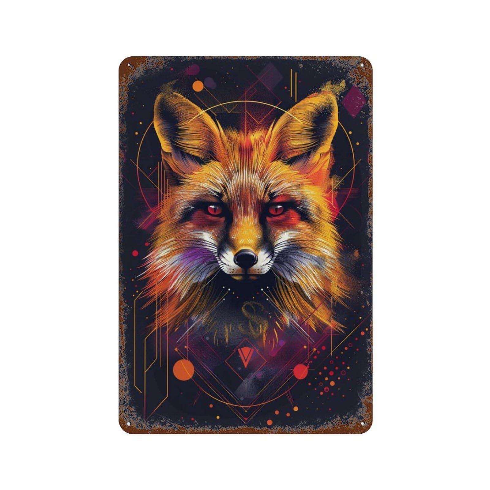 Fox Spirit Art Print -1 Rusty Metal Tin Sign 11.8"x7.9", for Pub, Kitchen And Man Cave Decor, Farmhouse Wall Decor