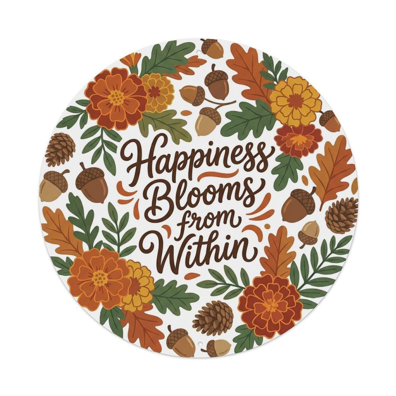 Earthy She Shed Floral Happiness Blooms from Within Metal Tin Sign