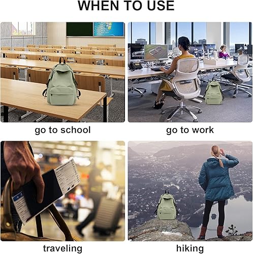 Miniatura 6 de UPPACK Mochila ligera para la escuela, mochila impermeable para estudiantes de secundaria, B-verde, Mochilas tipo mochila