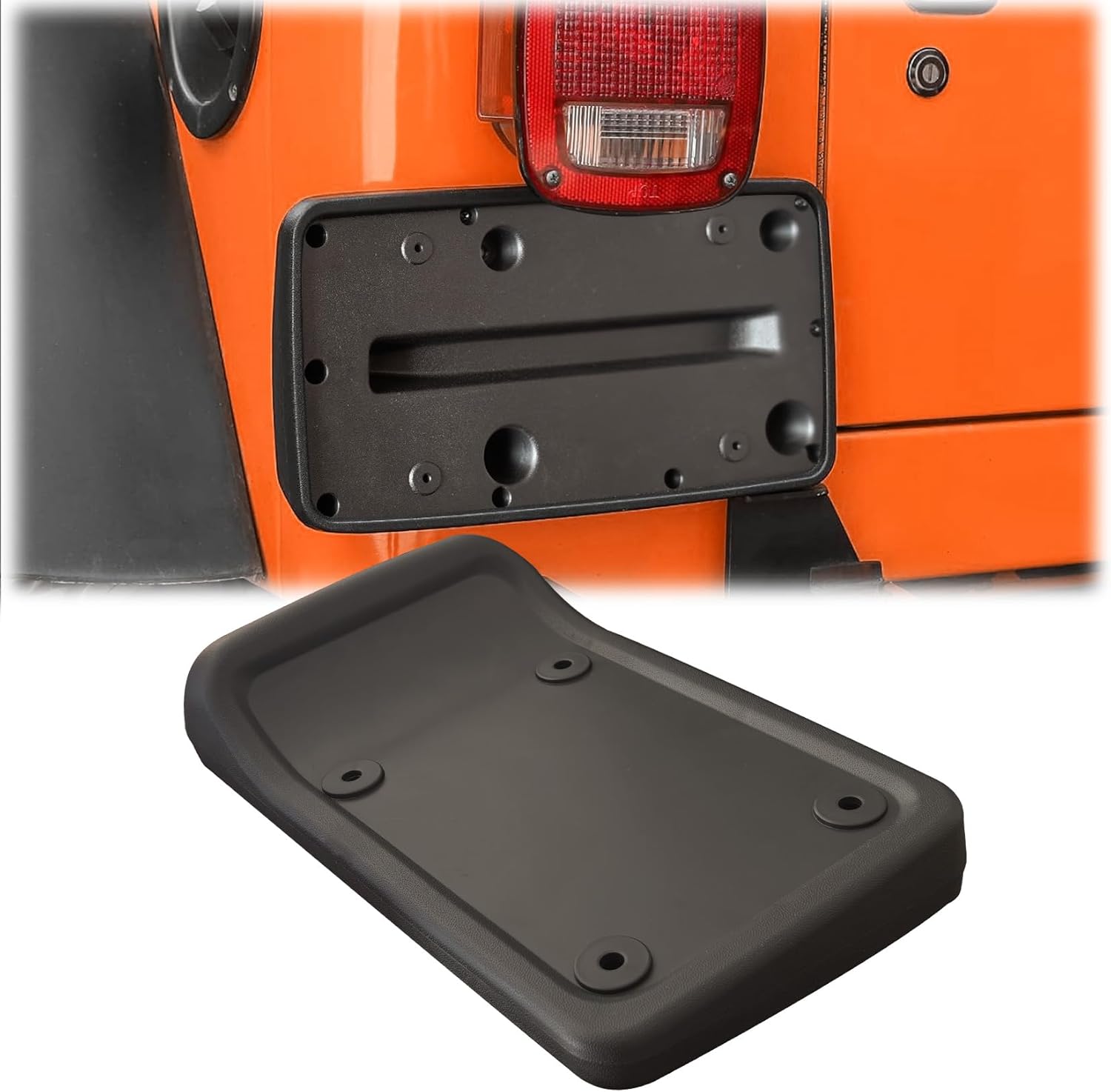 Rear License Plate Frame Holder for 1997-2006 Wrangler TJ, License Tag Bracket Relocation Mount Black