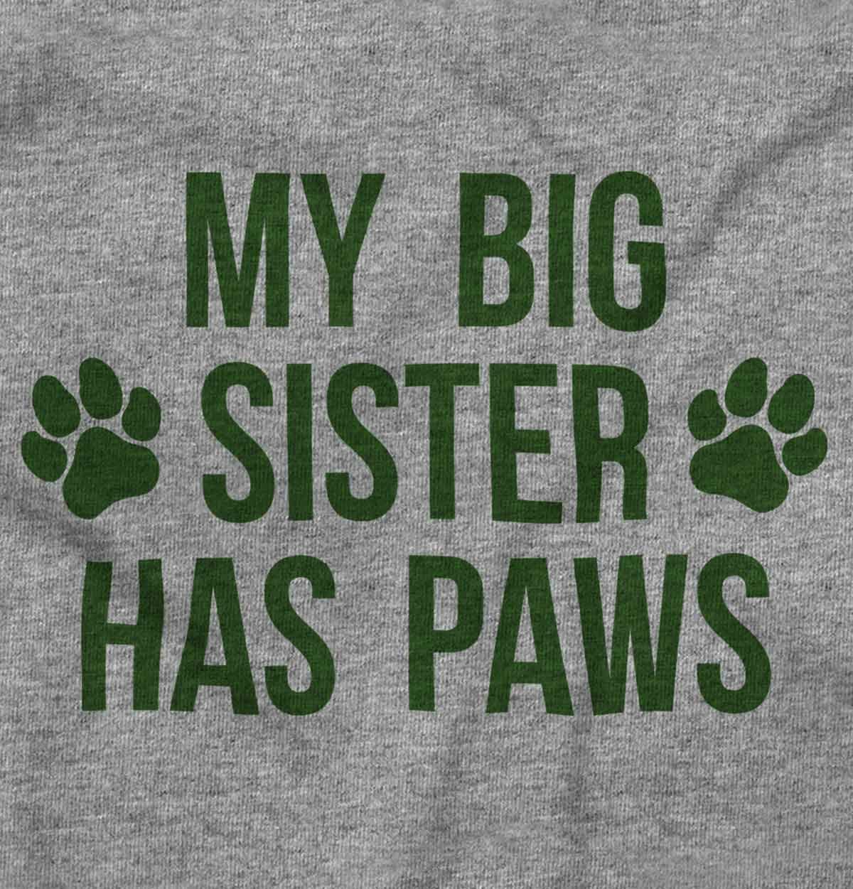 Brisco Brands My Big Sister Has Paws Baby Romper Boys or Girls