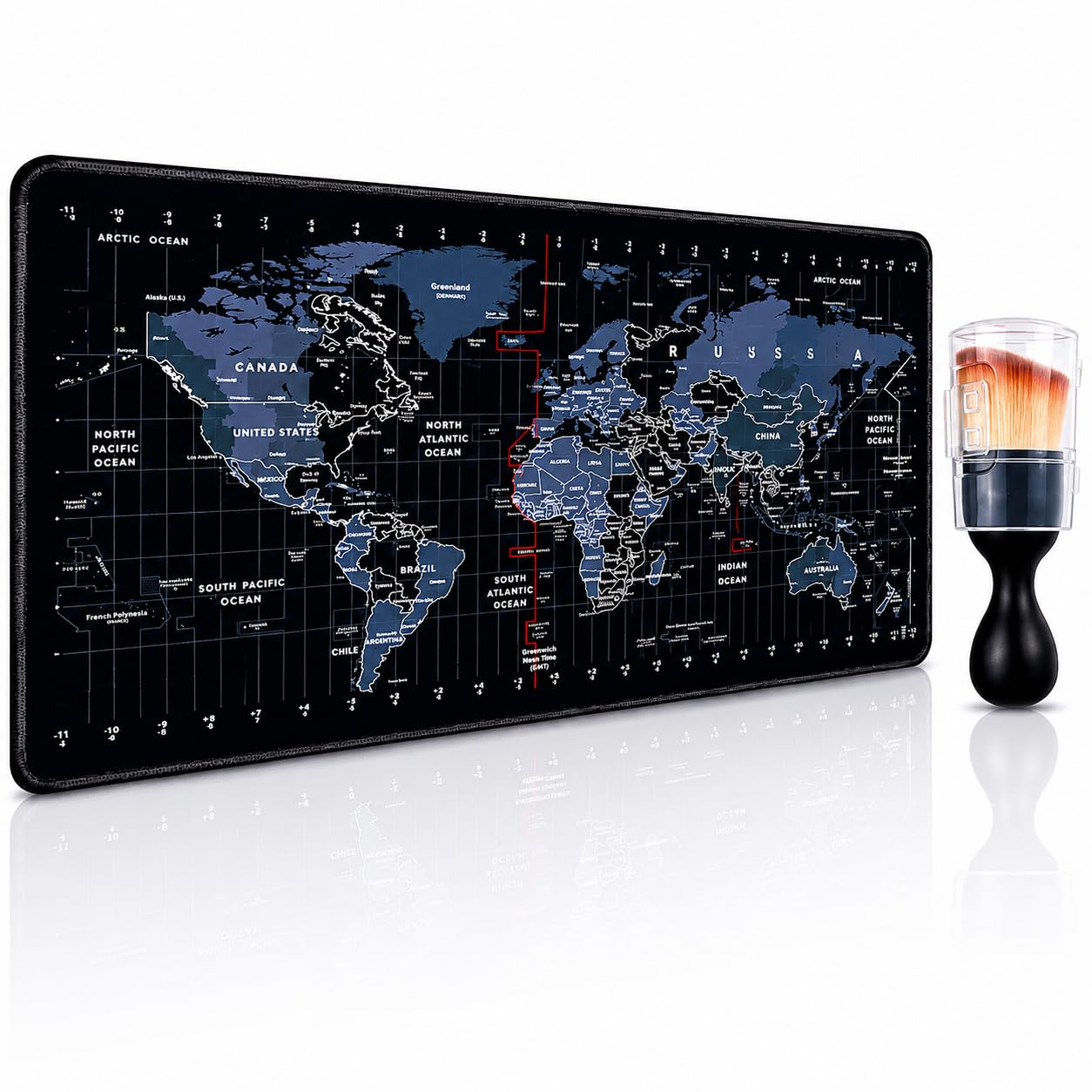 World map Extended Size 800 X 300 X 3 mm Gaming Mouse pad Desk mat Stitched Edges Non-Slip Rubber Base Computer Laptop Keyboard Mouse pad for Office and Home World map (with Free Cleaning Brush)