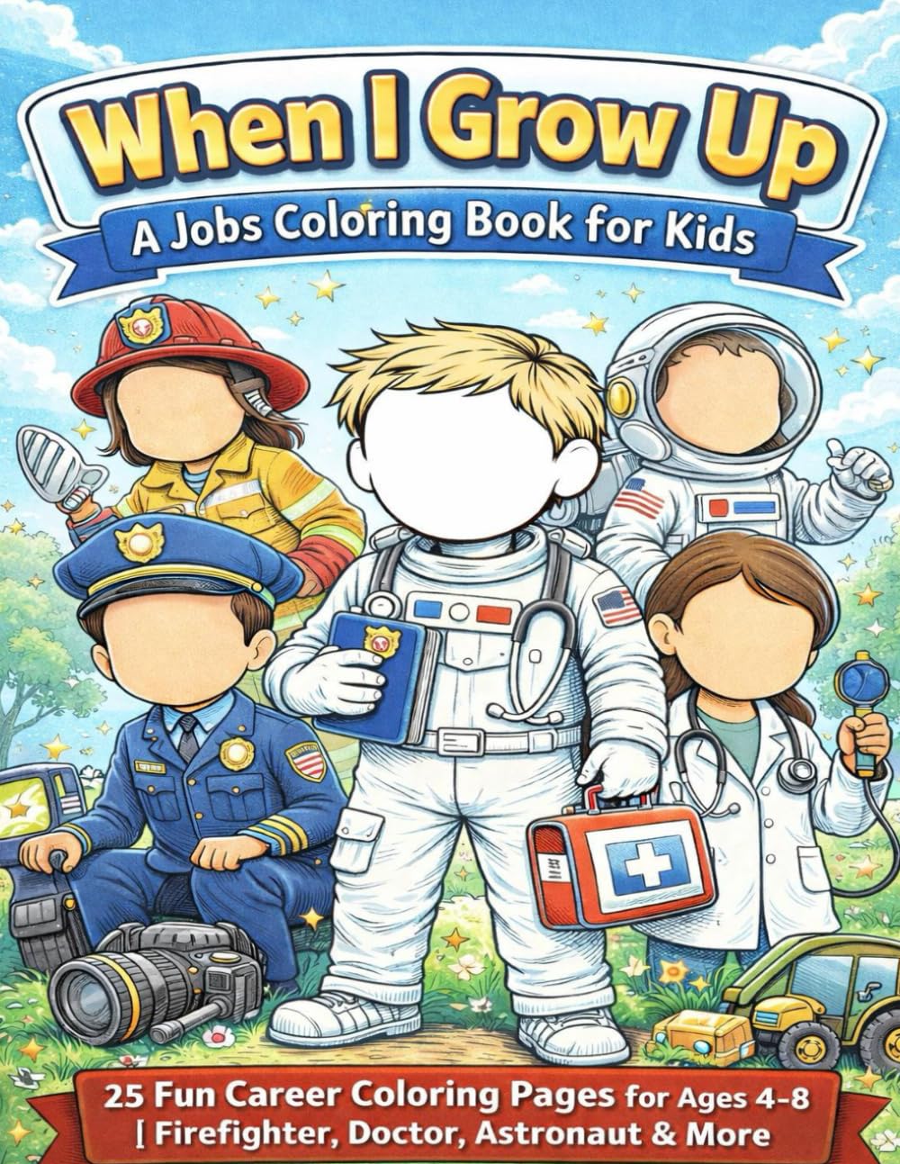 When I Grow Up: A Jobs Coloring Book for Kids: 25 Fun Career Coloring Pages for Ages 4–8 | Firefighter, Doctor, Astronaut & More