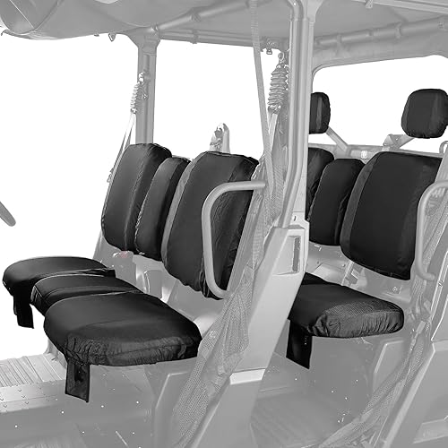 Miniatura 7 de KEMIMOTO Fundas de asiento UTV negras, repelentes impermeables compatibles con Can Am Defender Max HD8 HD10 HD9 fundas de asiento delanteras de dos