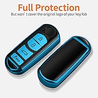 Vista 2 de Sindeda - Funda para llavero Mazda con llavero blando de protección completa Compatible con Mazda 3 6 8 Miata MX-5 CX-5 CX-9 (Azul)