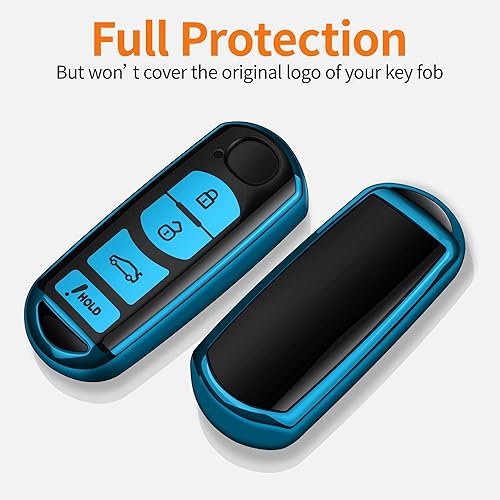 Miniatura 2 de Sindeda - Funda para llavero Mazda con llavero blando de protección completa Compatible con Mazda 3 6 8 Miata MX-5 CX-5 CX-9 (Azul)